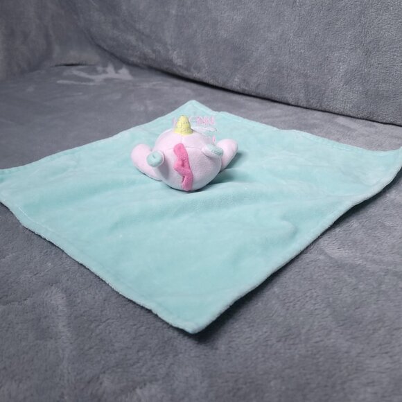 Baby Starters Hippo Unicorn Lovey Security Blanket Embroidered Dream Motif - Picture 3 of 5